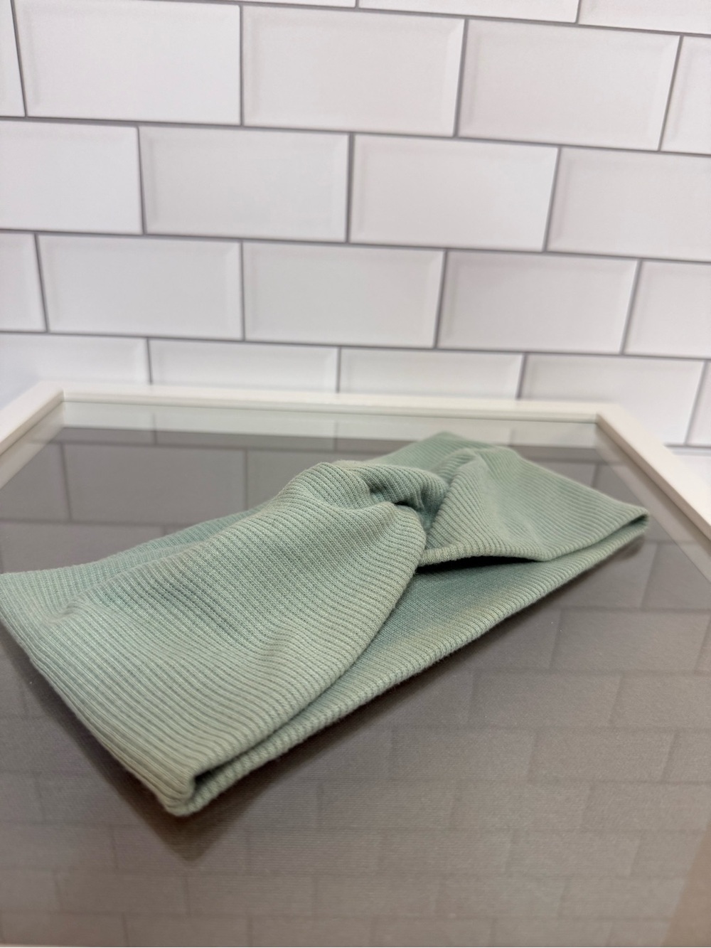 Halara Ribbed Twist Headband in Sage Green